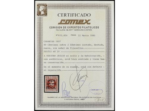** ESPAÑA: CANARIAS. Ed. 24. 80 cts. sobre 2 cts. castaño. L