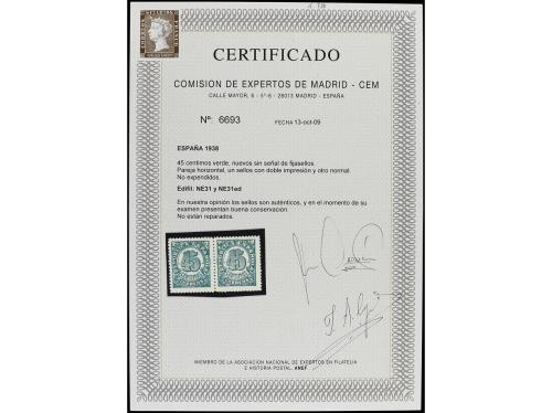 ** ESPAÑA. Ed. NE 31. NO EXPENDIDO. 45 cts. verde. Pareja, u