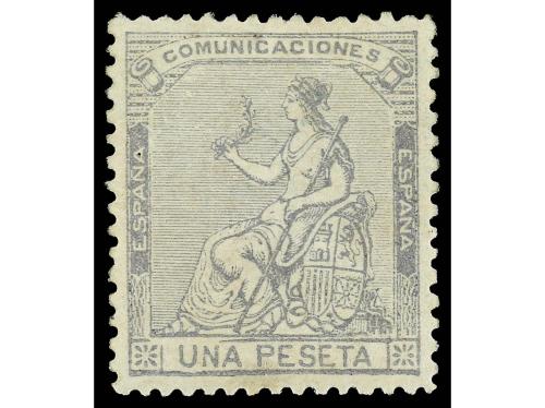* ESPAÑA. Ed. 138. 1 peseta gris lila. PIEZA DE LUJO. Se adj
