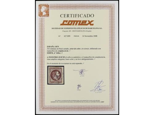 ° ESPAÑA. Ed. 160ec. 50 cts. castaño ERROR DE COLOR matasell