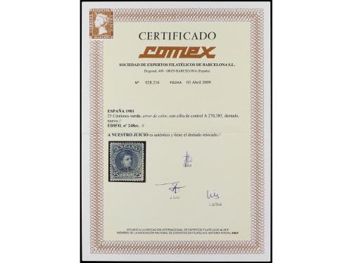 * ESPAÑA. Ed. 248ec. 25 cts. verde ERROR DE COLOR al dorso n