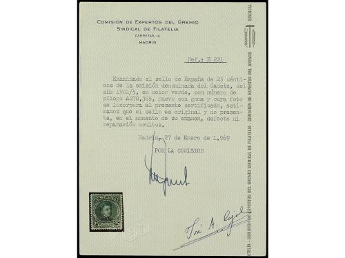 * ESPAÑA. Ed. 248ec. 25 cts. verde ERROR DE COLOR al dorso n