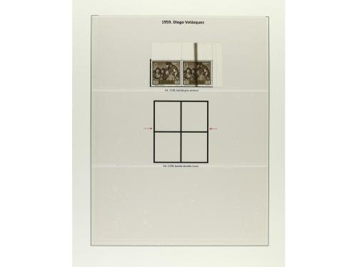 ESPAÑA. EMISIONES DE 1958 a 1960.Nueve páginas de álbum con 