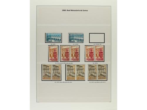 ESPAÑA. EMISIONES DE 1958 a 1960.Nueve páginas de álbum con 