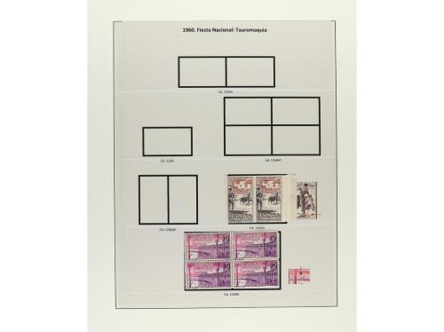 ESPAÑA. EMISIONES DE 1958 a 1960.Nueve páginas de álbum con 