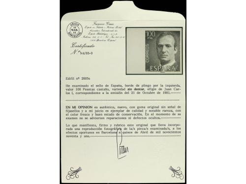 ** ESPAÑA. Ed. 2605s. JUAN CARLOS I. 100 pts. castaño SIN DE