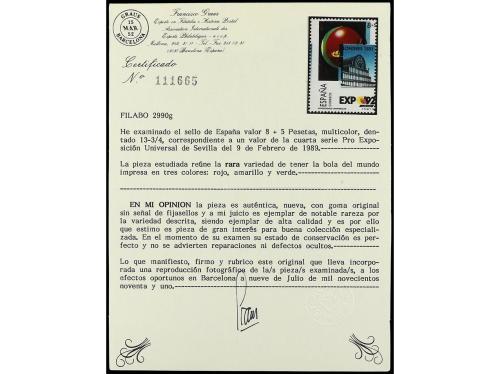 ** ESPAÑA. Ed. 2990. EXPO'92. 8 + 5 pts. página de álbum den