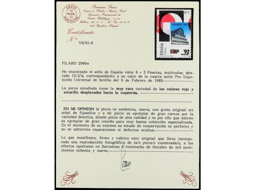 ** ESPAÑA. Ed. 2990. EXPO'92. 8 + 5 pts. página de álbum den