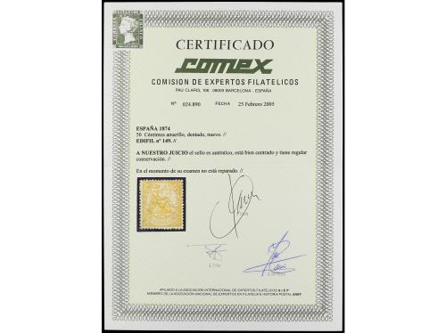 ** ESPAÑA. Ed. 149. 50 céntimos amarillo. PIEZA DE LUJO. Cer