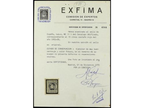 * ESPAÑA. Ed. NE 11m. NO EXPENDIDO. 15 cts. castaño. RETOQUE