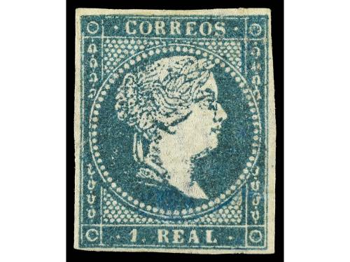 * ESPAÑA. Ed. 45. 1 real azul, márgenes completos. Muy buen 