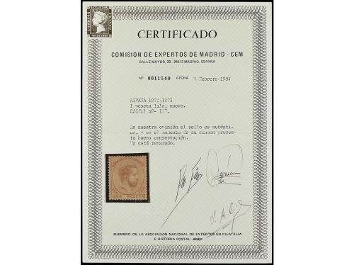 (*) ESPAÑA. Ed. 127. 1 peseta lila. Muy bien centrado. 