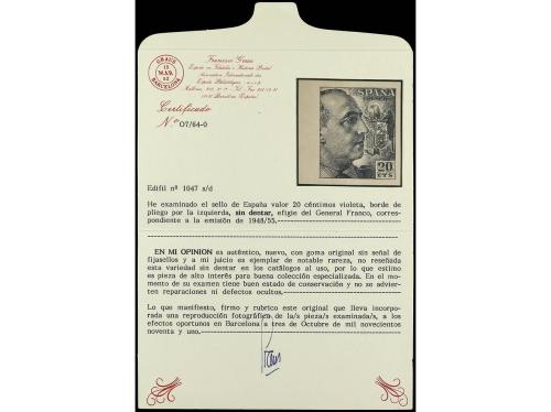 ** ESPAÑA. Ed. 1047s. 20 cts. violeta. Borde de hoja SIN DEN