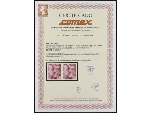 **/* ESPAÑA. Ed. 1048s (2). 25 cts. castaño lila. Pareja SIN