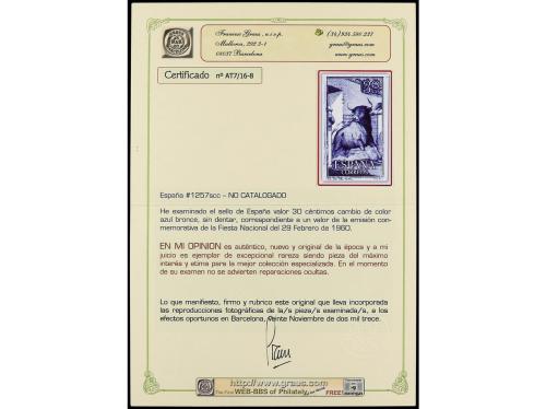 ** ESPAÑA. Ed. 1257. TOROS. 30 cts. azul gris. CAMBIO DE COL