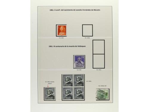 ESPAÑA. Ed. 1340/81. EMISIONES DE 1961. Seis páginas de álbu