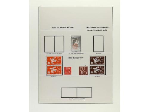 ESPAÑA. Ed. 1340/81. EMISIONES DE 1961. Seis páginas de álbu