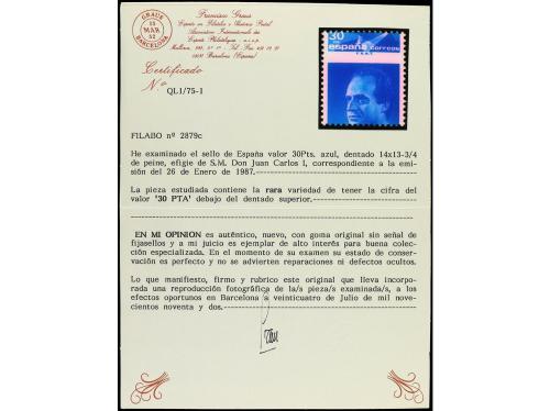 ** ESPAÑA. Ed. 2879 (9). JUAN CARLOS I. 30 cts. azul. 9 ejem