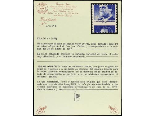** ESPAÑA. Ed. 2879 (9). JUAN CARLOS I. 30 cts. azul. 9 ejem