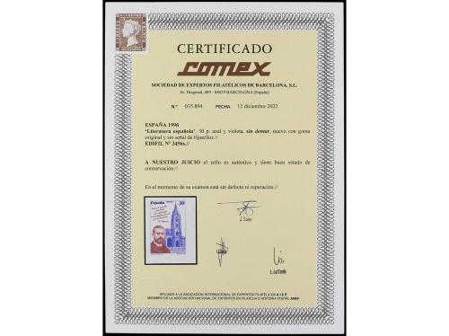 ** ESPAÑA. Ed. 3456s. LITERATURA ESPAÑOLA. 30 pts. azul y vi