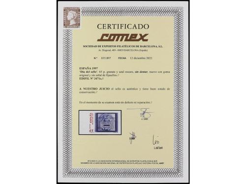 ** ESPAÑA. Ed. 3471s. DIA DEL SELLO 1997. 65 pts. granate y 