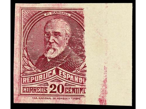 * ESPAÑA. Ed. 666ccs(2). 20 cts. lila rosáceo. COLOR CAMBIAD