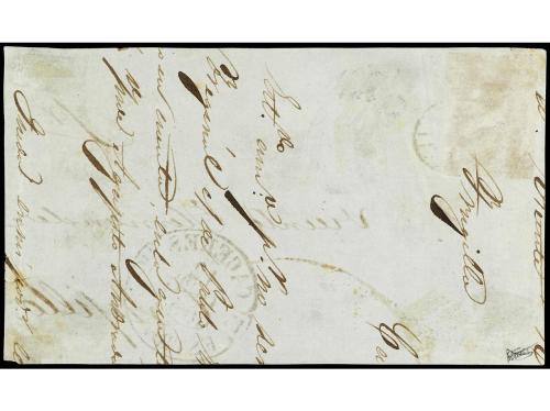 ✉ ESPAÑA. Ed. 17pa. 6 cuartos rojo sobre papel azulado en fr