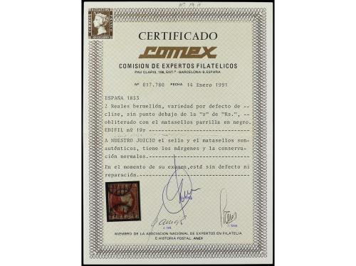 ° ESPAÑA. Ed. 19it. 2 reales bermellón. SIN PUNTO debajo de 