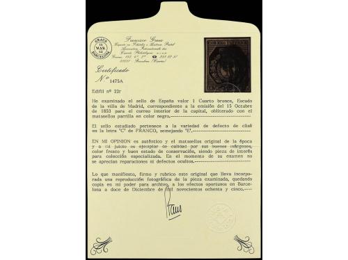 ° ESPAÑA. Ed. 22it. 1 cuarto bronce dorado "C" de "FRANCO" p