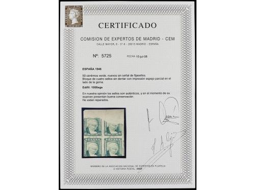 ** ESPAÑA. Ed. 1006egs (4). 50 cts. verde. Bloque de cuatro 