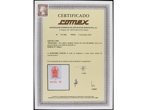 ** ESPAÑA. Ed. 3309s. EFEMERIDES. 18 pts. azul y carmín. CAM