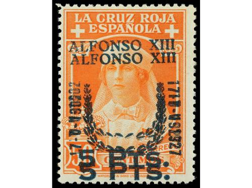 * ESPAÑA. Ed. 383hh, 385hh. 2 pts. s. 40 cts. azul y 5 pts. 
