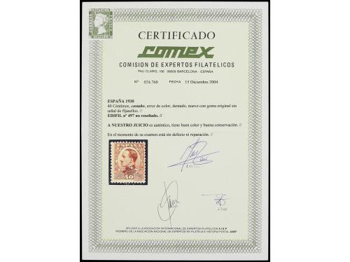 ** ESPAÑA. Ed. 497ec. 40 cts. castaño. ERROR DE COLOR. RARO.