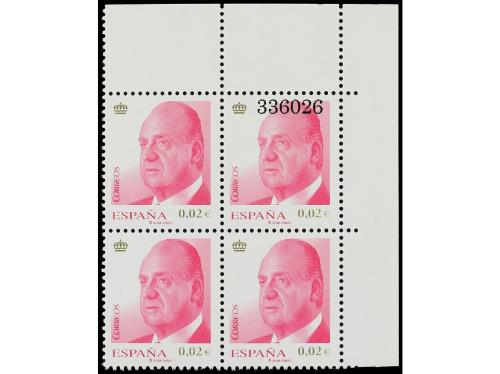 ** ESPAÑA. Ed. 4361. JUAN CARLOS I. 0,02Ђ rosa y oro. Bloque
