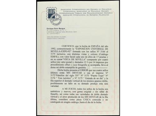 ** ESPAÑA. EXPO'92. Minipliego con 12 sellos de 17 pts. mult