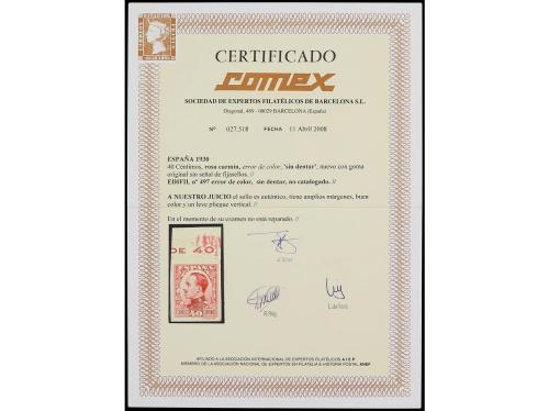** ESPAÑA. Ed. 497VAR. 40 cts. rosa carmín. ERROR DE COLOR S