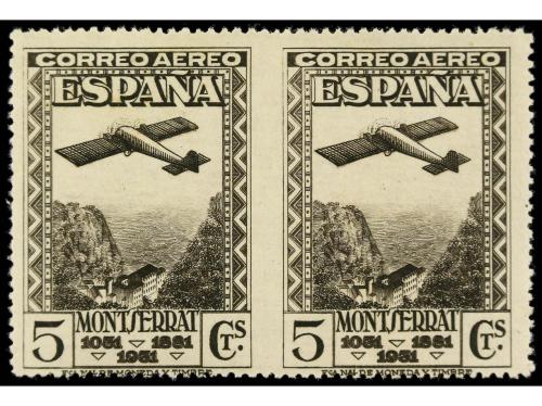 ** ESPAÑA. Ed. 650sph. 5 cts. castaño. PAREJA HORIZONTAL SIN