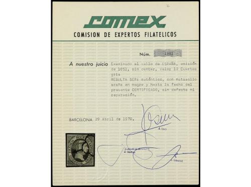 ° ESPAÑA. Ed. 7. 12 cuartos gris. Muy bonito ejemplar. Cert.