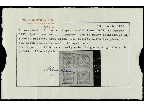 * ESPAÑA. Ed. 115ea. 4/4 cto. azul. Un sello en posición INV