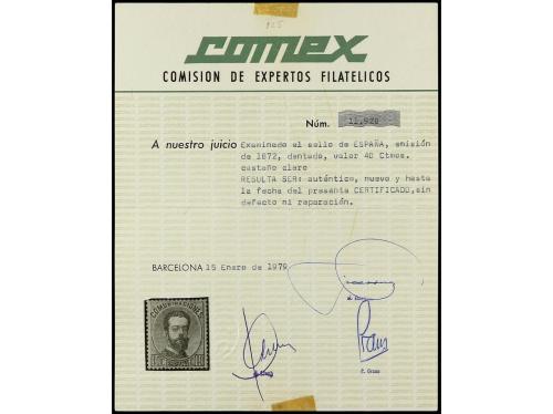 * ESPAÑA. Ed. 125. 40 céntimos castaño. PIEZA DE LUJO. Cert.