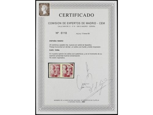 ** ESPAÑA. Ed. 1048s (2). 25 cts. castaño lila. Pareja SIN D