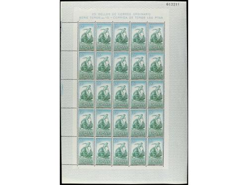 ** ESPAÑA. Ed. 1263. TOROS. 1,50 pts. verde y azul. Hoja de 
