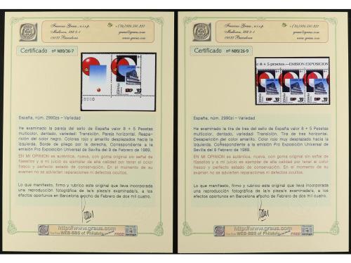 ** ESPAÑA. Ed. 2990. EXPO'92. 8+5 pts. Conjunto montado en c