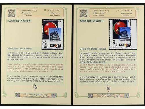 ** ESPAÑA. Ed. 2990. EXPO'92. 8+5 pts. Conjunto montado en c