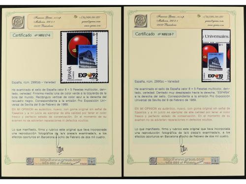 ** ESPAÑA. Ed. 2990. EXPO'92. 8+5 pts. Conjunto montado en c
