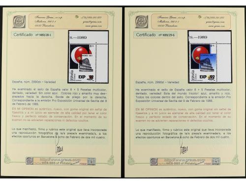 ** ESPAÑA. Ed. 2990. EXPO'92. 8+5 pts. Conjunto montado en c