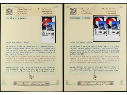 ** ESPAÑA. Ed. 2990. EXPO'92. 8+5 pts. Conjunto montado en c