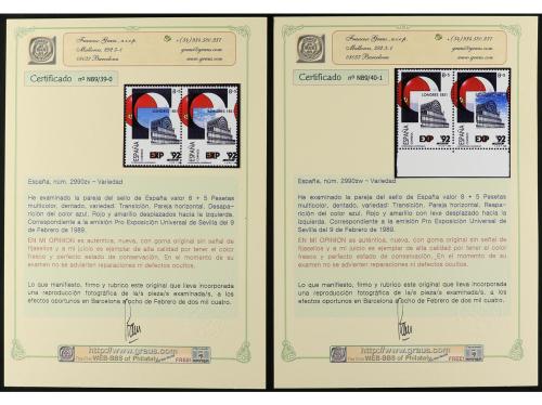 ** ESPAÑA. Ed. 2990. EXPO'92. 8+5 pts. Conjunto montado en c
