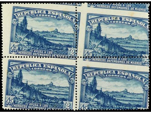 ** ESPAÑA. Ed. 757dx(4). 45 cts. + 2 pts. azul. Bloque de cu