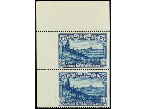 ** ESPAÑA. Ed. 757sv(2). 45 cts. + 2 pts. azul. Pareja SIN D